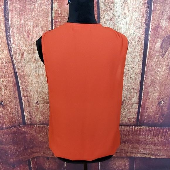 Zouk: Orange and Turquoise Sleeveless Blouse - Picture 4 of 5